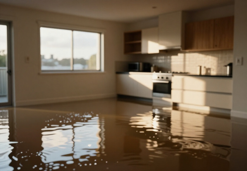 Flooded basement in Dundas before drying